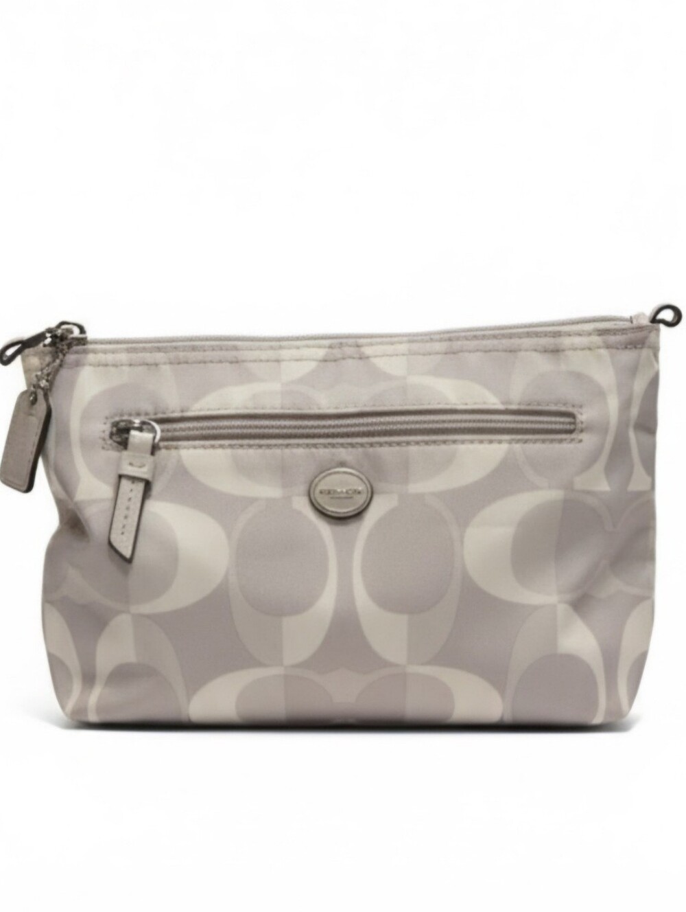 ✨COACH CLASSIC GRAY SIGNATURE MAKEUP/ TOILETRIES BAG💄✨ EUC